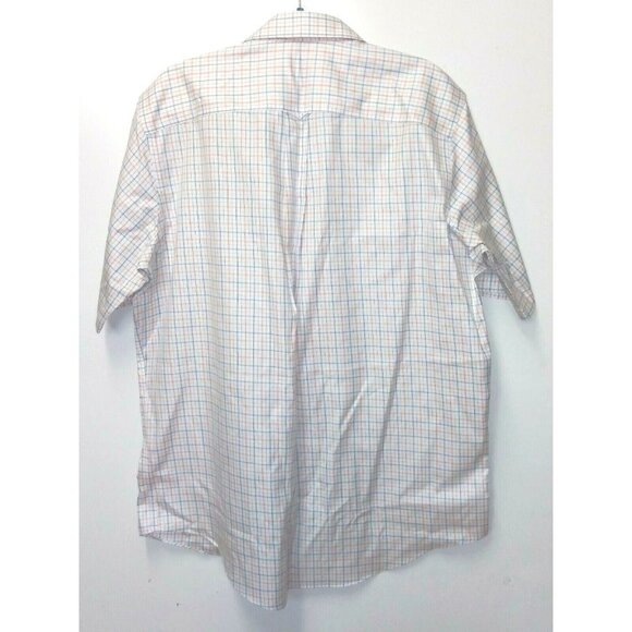 Cabelas Shirt Mens L Tall outfitter series Short Sleeve Button Front Plaid ivory - Picture 3 of 8